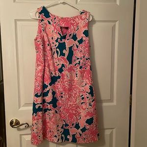 Taylor Pink and Blue A-line Mini Dress Scoop Neck Sleeveless